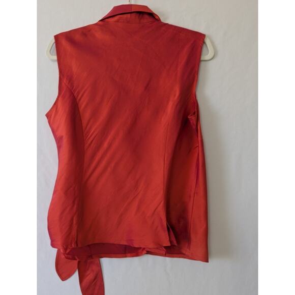 Coldwater Creek Womens Iridescent Orange Silk Wrap Blouse Size M Sleeveless - Picture 4 of 10
